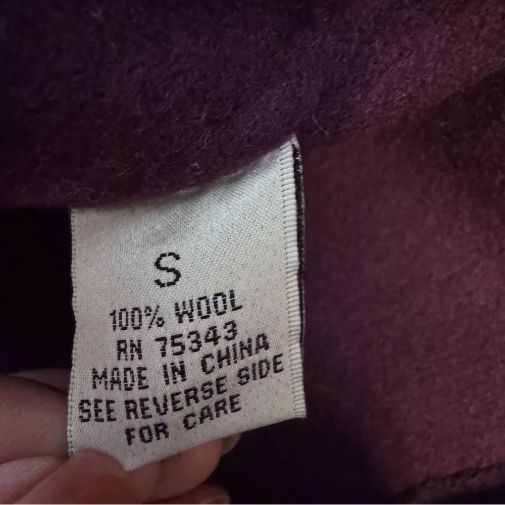 Vintage Cambridge Dry Goods Plum Wool Peacoat Shawl Collar Double Breasted small - Picture 5 of 6